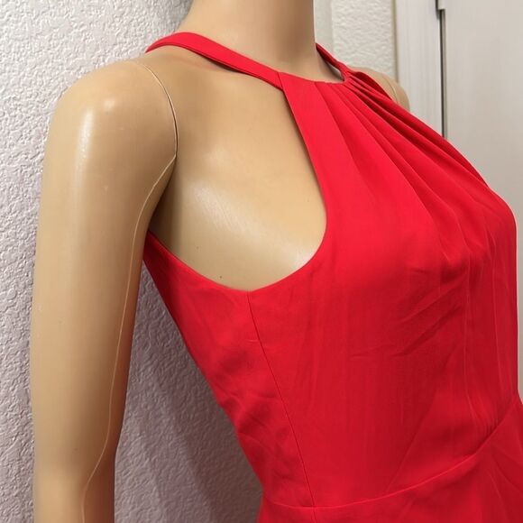 Express Dress Sz 4 Red Halter Fit & Flair Sleeveless Mini Summer Cocktail Party - Picture 3 of 15